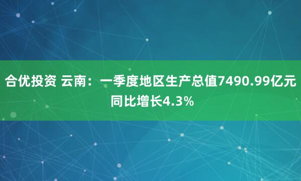 合优投资 云南：一季度地区生产总值7490.99亿元 同比增长4.3%